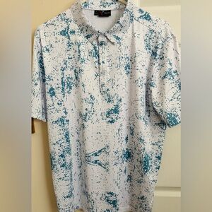 Yatta Golf Shirt Men's L Polo Performance Ice Stretch Paint Splatter Graphic